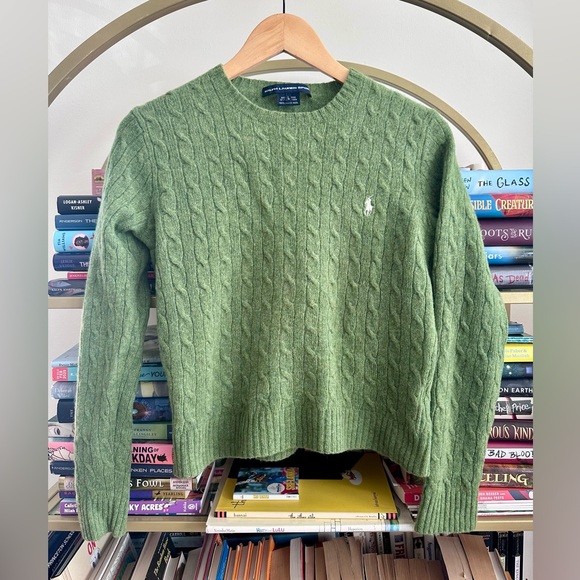 Ralph Lauren Olive Green Cable Knit Lambswool Sweater 🧶🌿 - Picture 3 of 5